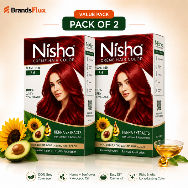 Nisha Creme hair colour Flame Red, pack of 2