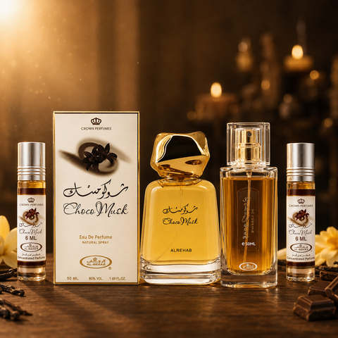 Choco Musk Layering Set – Spray 50ml + Parfum 100ml + 2 Rollerballs