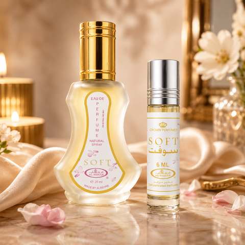 Al-Rehab Soft perfume spray and rollerball two-piece set