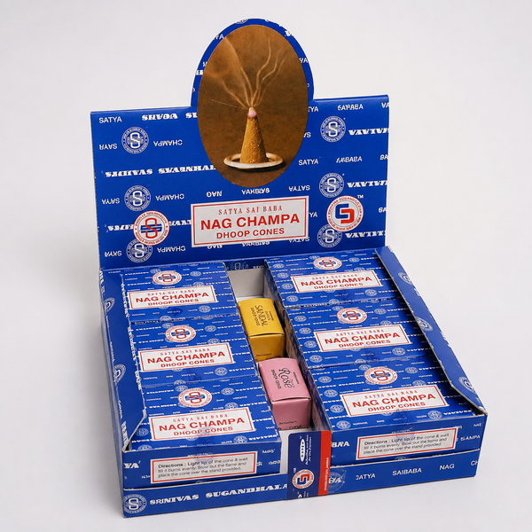 Satya Sai Baba Nag Champa temple incense cones, 12 box carton
