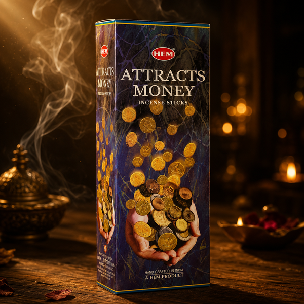 HEM Attracts Money incense sticks, 6 pack of 20g tubes