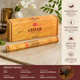 HEM Cedar Incense Sticks – 120 Count – Natural Aromatherapy Incense for Cleansing & Stress Relief