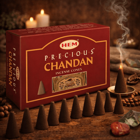 HEM Precious Chandan sandalwood incense cones, pack of 12 boxes