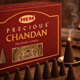 HEM Precious Chandan Incense Cones – Pack of 12 Boxes - Taaf Trade LLC