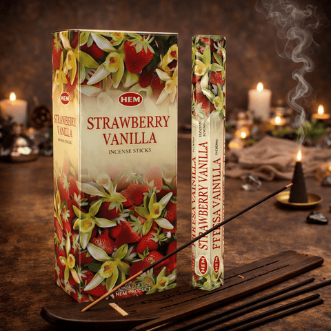 HEM Strawberry Vanilla incense sticks, pack of six 20-stick tubes