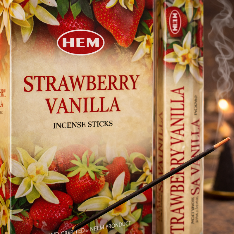 HEM Strawberry Vanilla Incense Sticks – Pack of Six 20‑Stick Tubes - Taaf Trade LLC