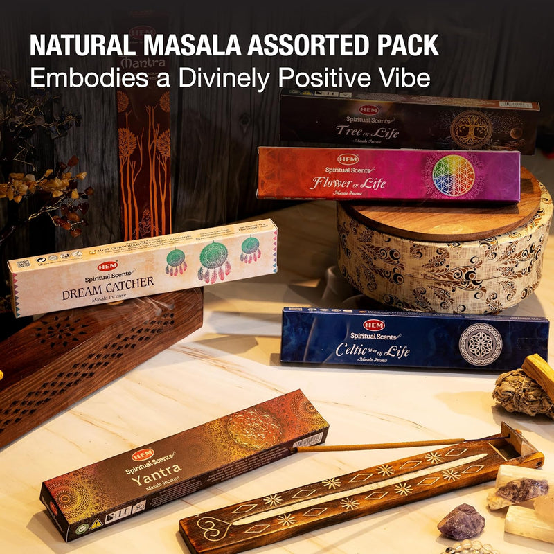 HEM Tantra Incense Sticks – Variety Pack (6 Packs × ~15 g) - Taaf Trade LLC