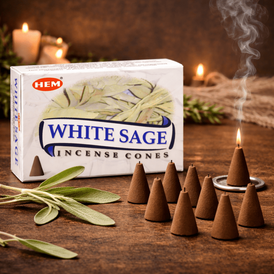HEM White Sage Incense Cones – 12 Boxes of 10 Cones - Taaf Trade LLC