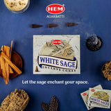 HEM White Sage Incense Cones – 12 Boxes of 10 Cones - Taaf Trade LLC
