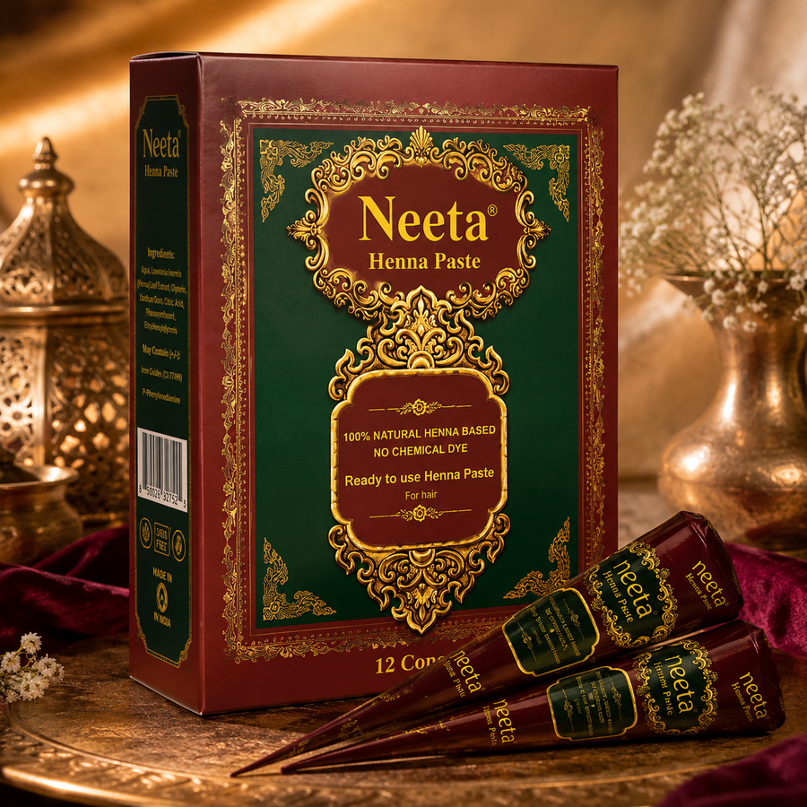 Neeta Henna Paste Reddish Brown – Pack of 12 Cones