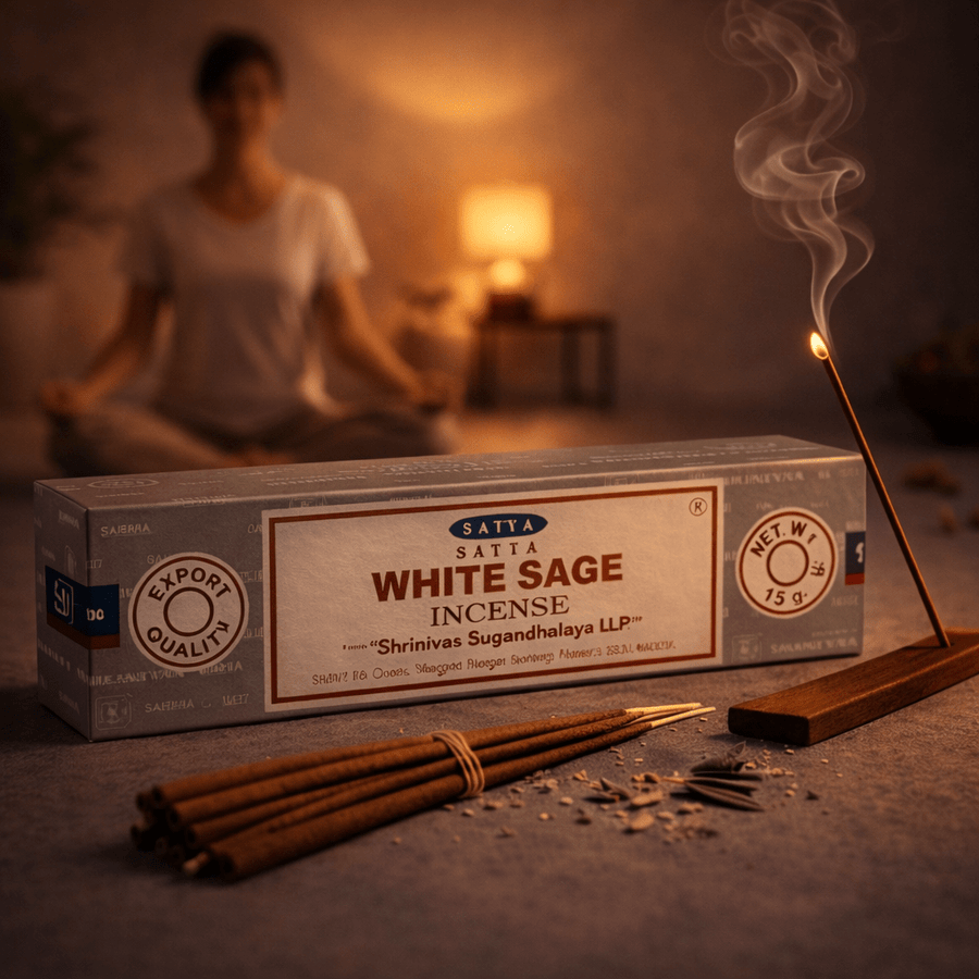 Satya Nag Champa White Sage incense sticks, 12 packs of 15g
