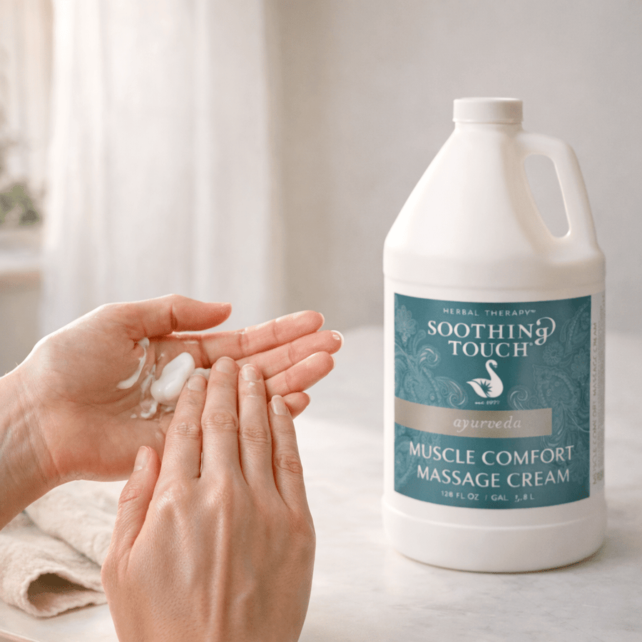 Soothing Touch Comfort massage lotion with pump dispenser