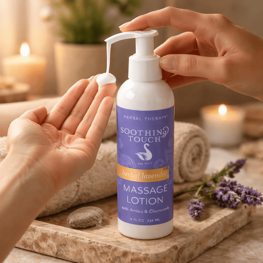 Soothing Touch Herbal Lavender massage lotion, 8 oz bottle