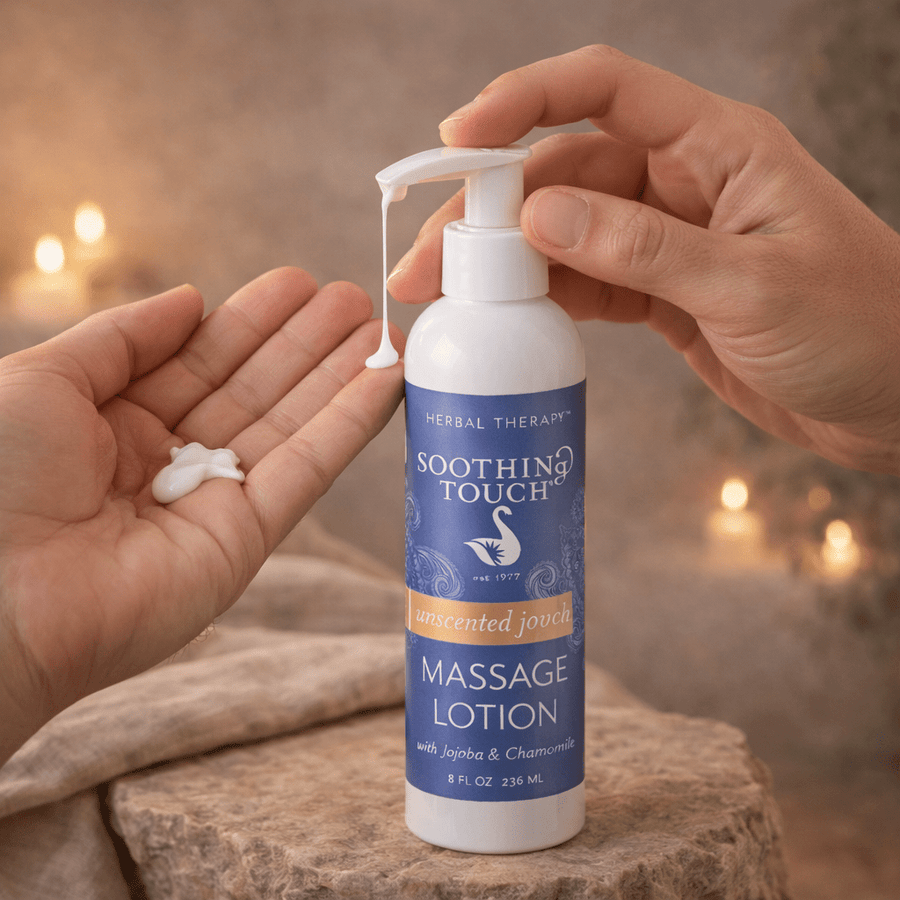 Soothing Touch unscented jojoba massage lotion for skin hydration
