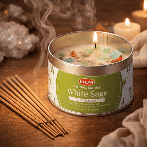 White sage aromatherapy candle for cleansing and calm