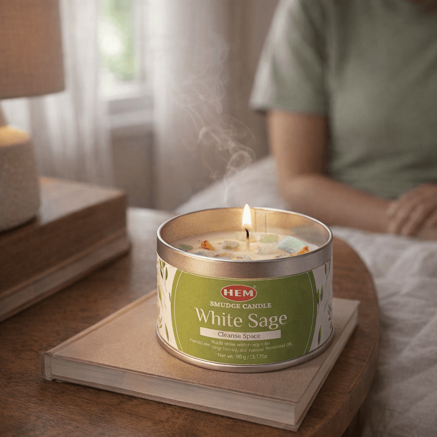 White sage aromatherapy candle for cleansing and calm